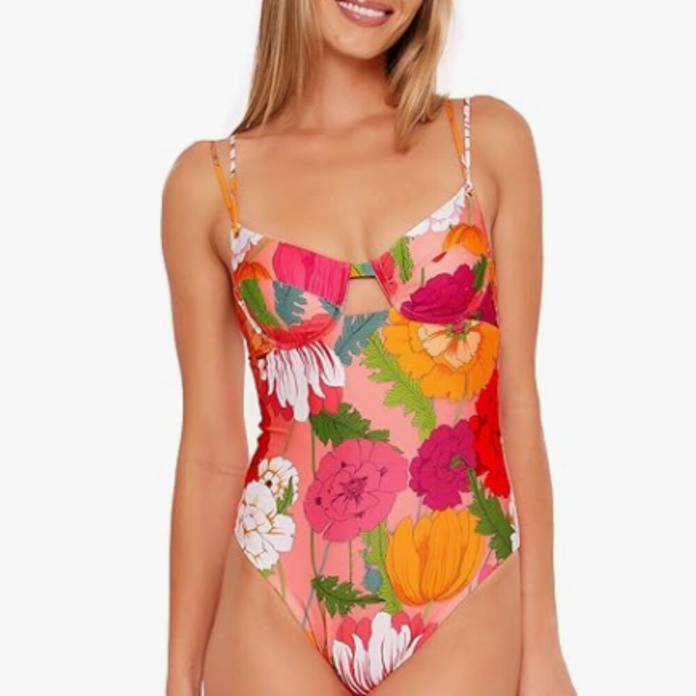NWT Trina Turk SUNNY BLOOM UNDERWIRE ONE PIECE Pink